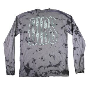 Dibs Shirt Men's Medium Long Sleeve Tie Dye T-Shirt Grey Black Made in USA